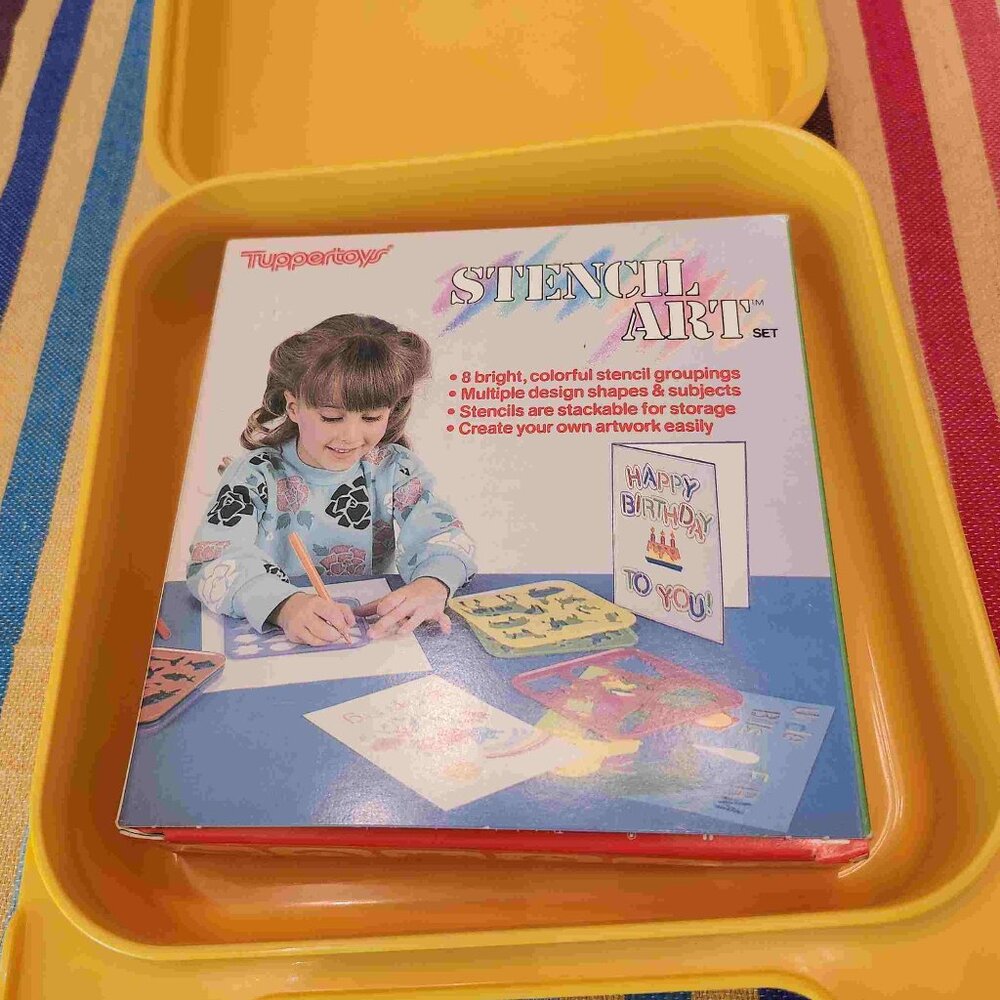 New In Box Vintage Tuppertoys Stencil Art Kit